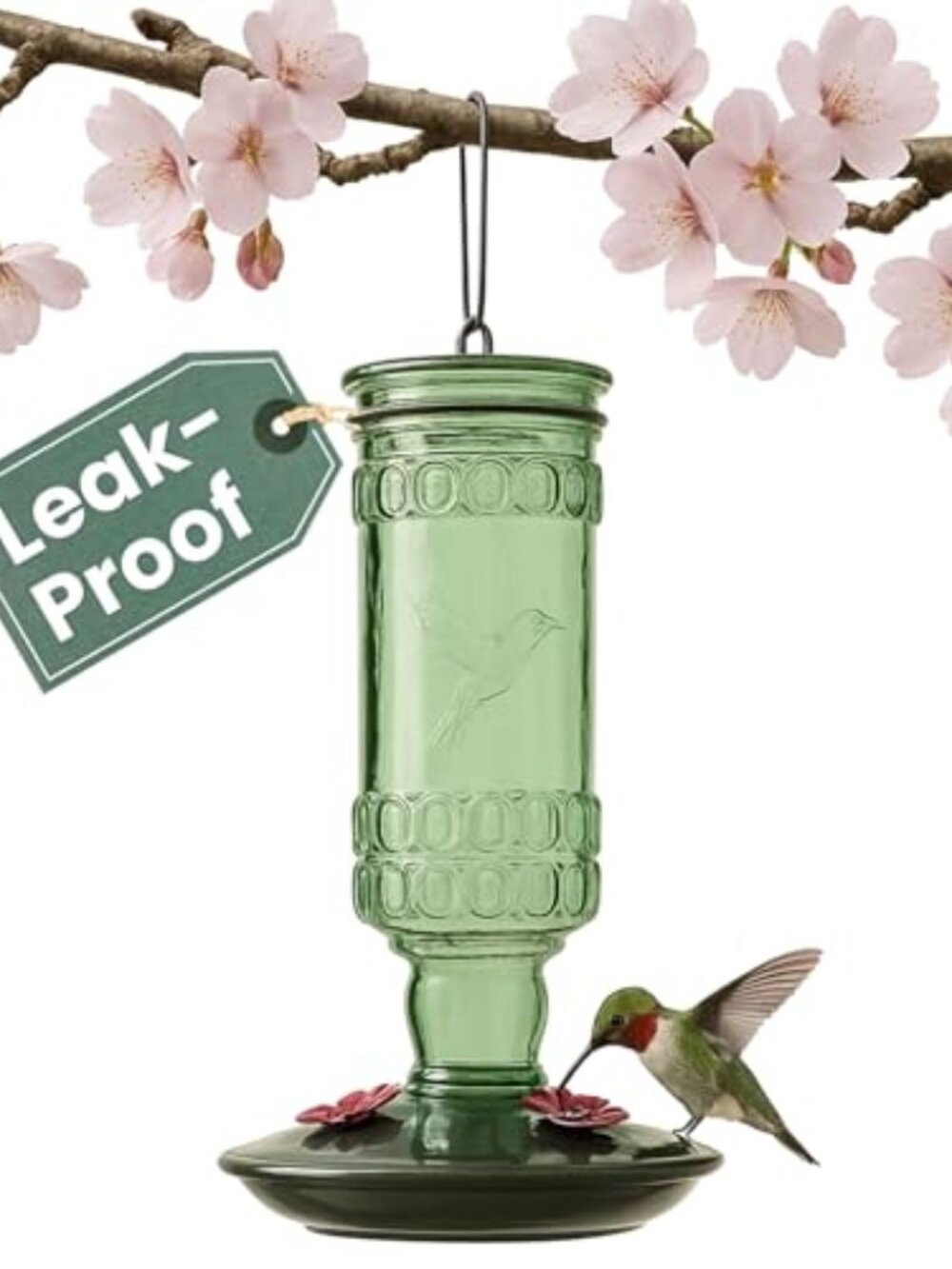 New Glass Bottle Hummingbird Feeder - Outdoor Garden Décor Humming bird Feeder